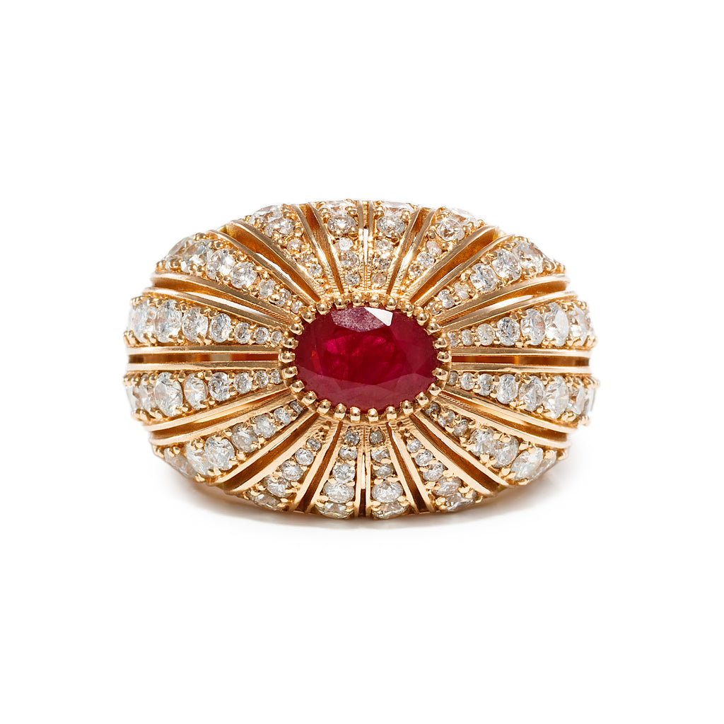 Round Ruby & Diamond Ring