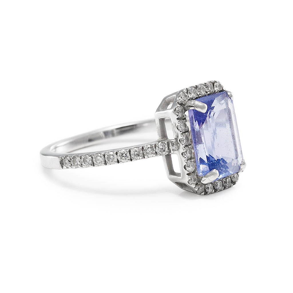 Diamond Framed Tanzanite Pinky Ring