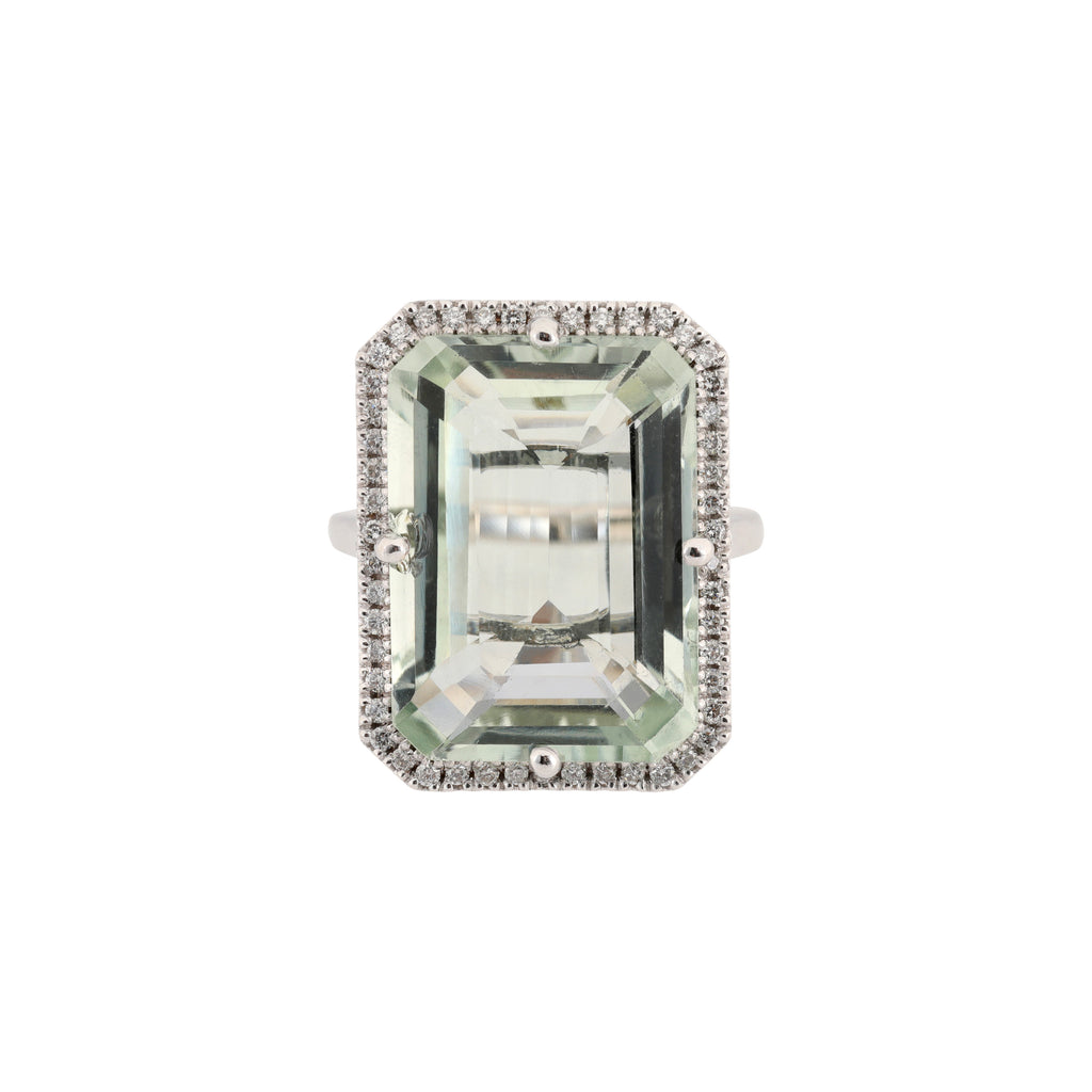 Green Amethyst & Diamond Cocktail Ring