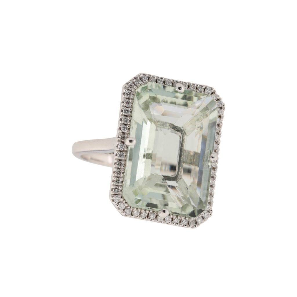 Green Amethyst & Diamond Cocktail Ring
