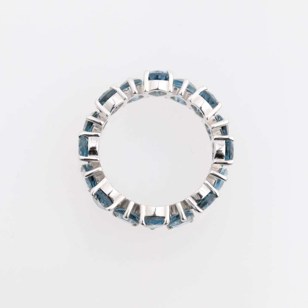 Pear-Shaped Blue Tourmaline Eternity Ring