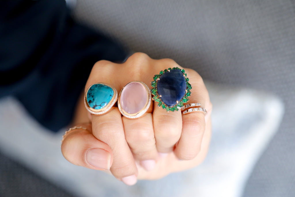 Moonstone & White Diamond Cocktail Ring - LimeLiteJewellery.com