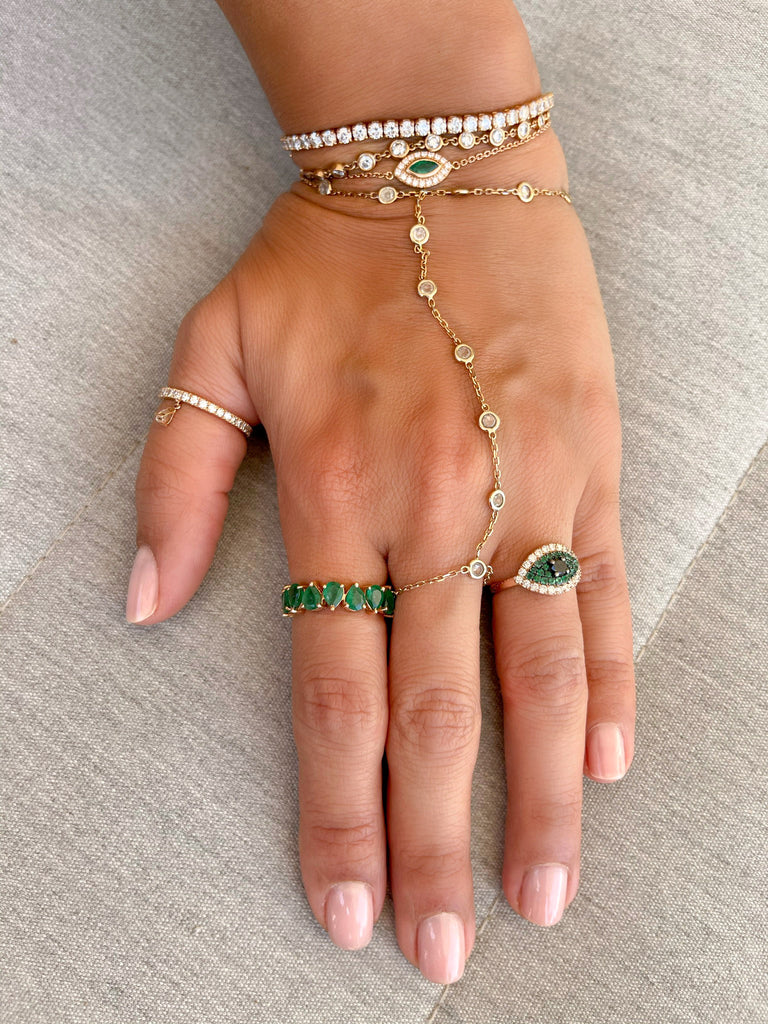 Pear-Shaped Emerald Eternity Ring