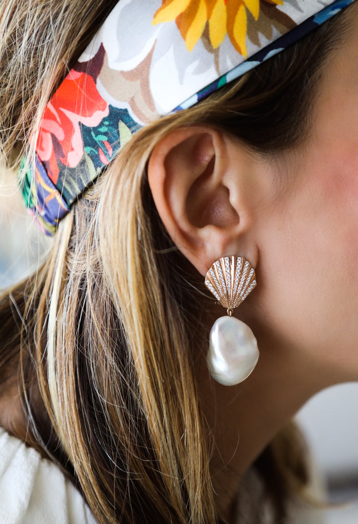 Shell Pearl Earrings - LimeLiteJewellery.com