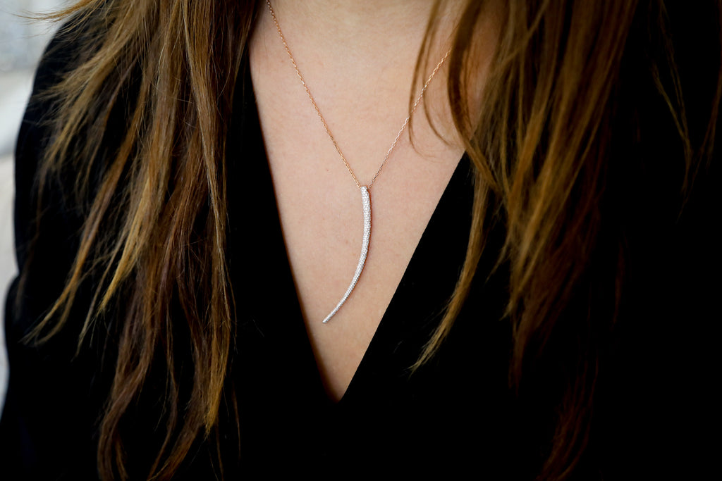 Diamond Tusk Necklace - LimeLiteJewellery.com