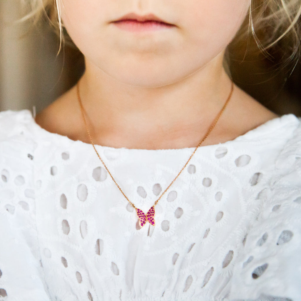 Butterfly Necklace Pink or Green - LimeLiteJewellery.com