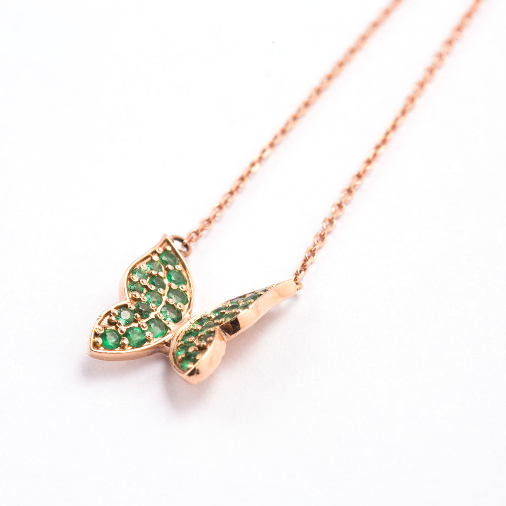 Butterfly Necklace Pink or Green - LimeLiteJewellery.com