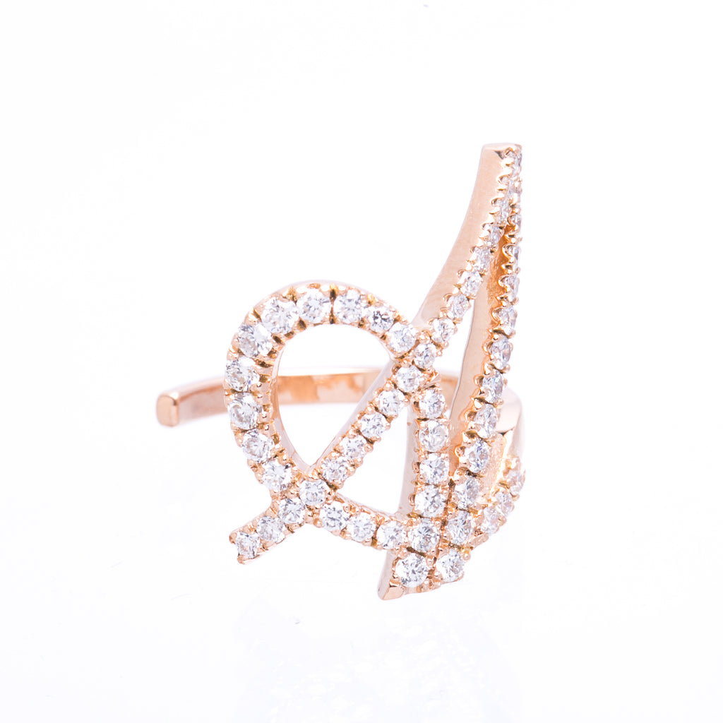 Diamond Initial Rings 17mm - LimeLiteJewellery.com