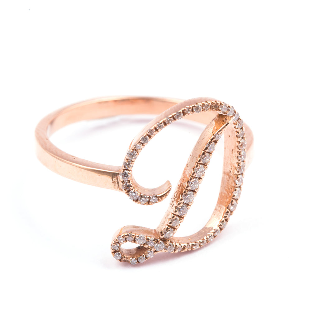 Diamond Initial Rings 17mm - LimeLiteJewellery.com