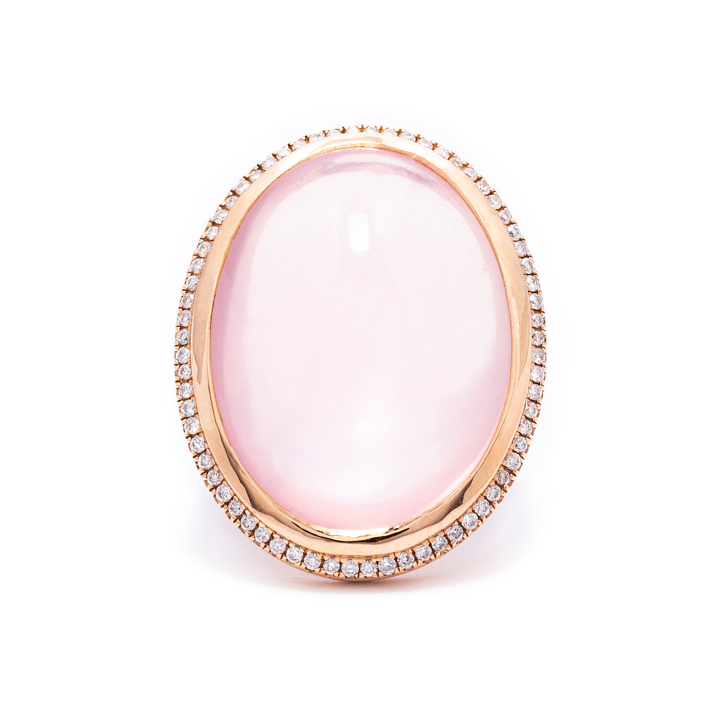 Moonstone & White Diamond Cocktail Ring - LimeLiteJewellery.com