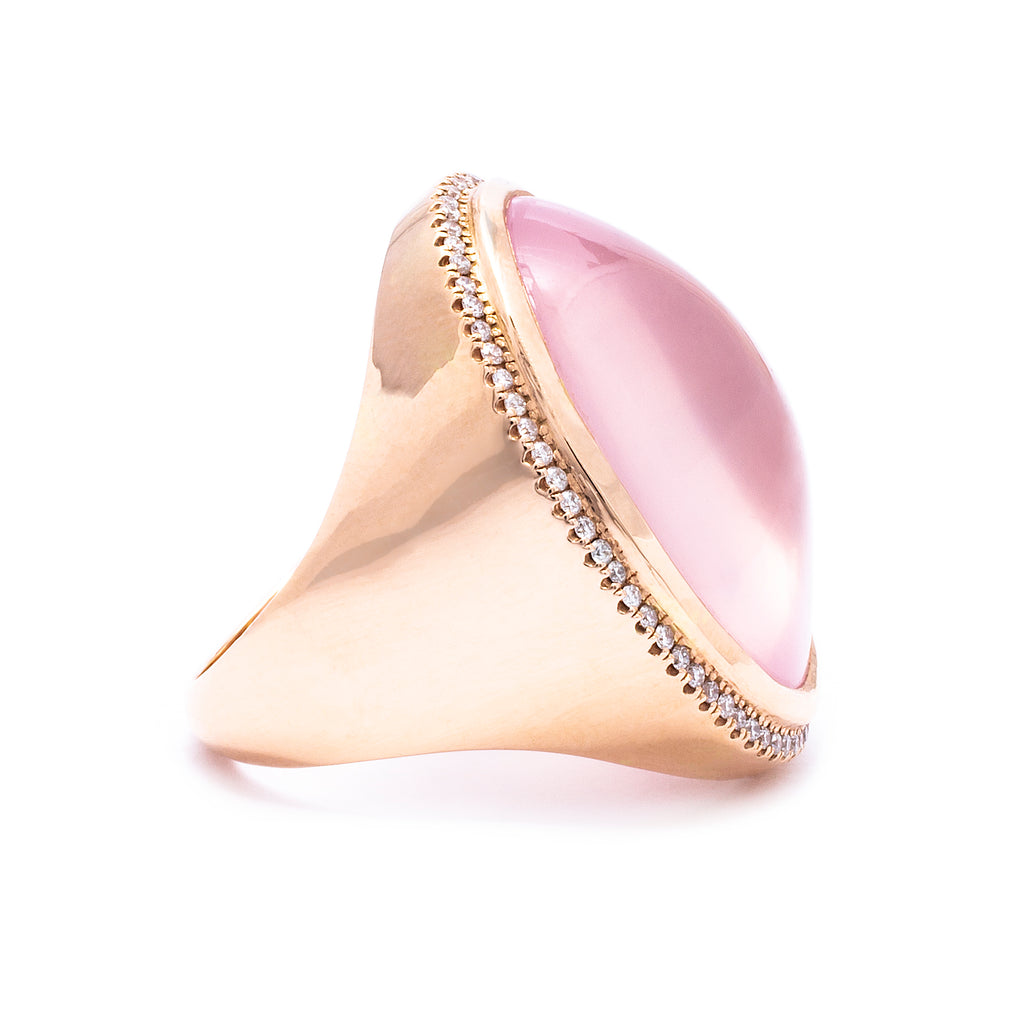 Moonstone & White Diamond Cocktail Ring - LimeLiteJewellery.com