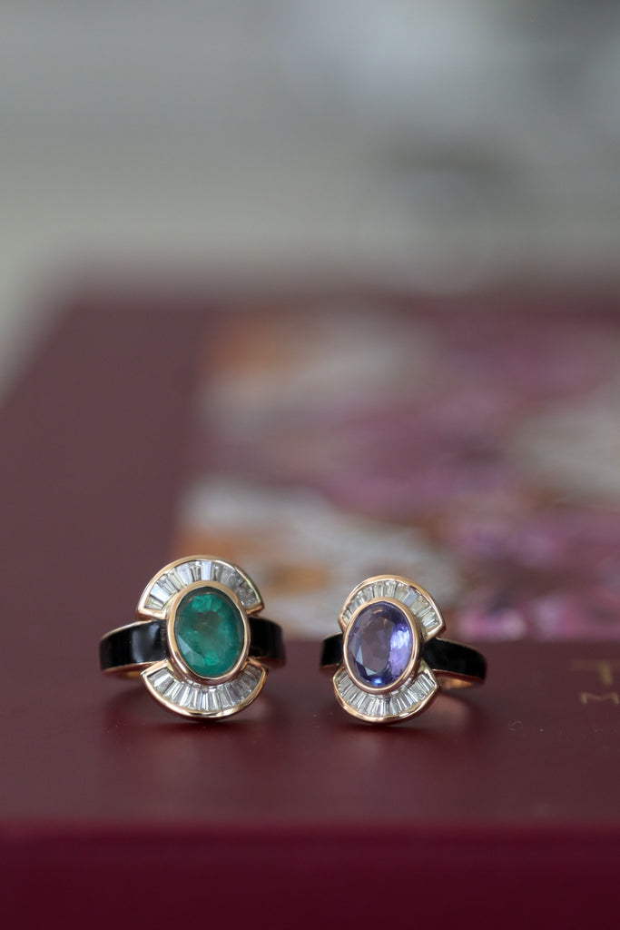 Emerald & Diamond Art Deco Ring