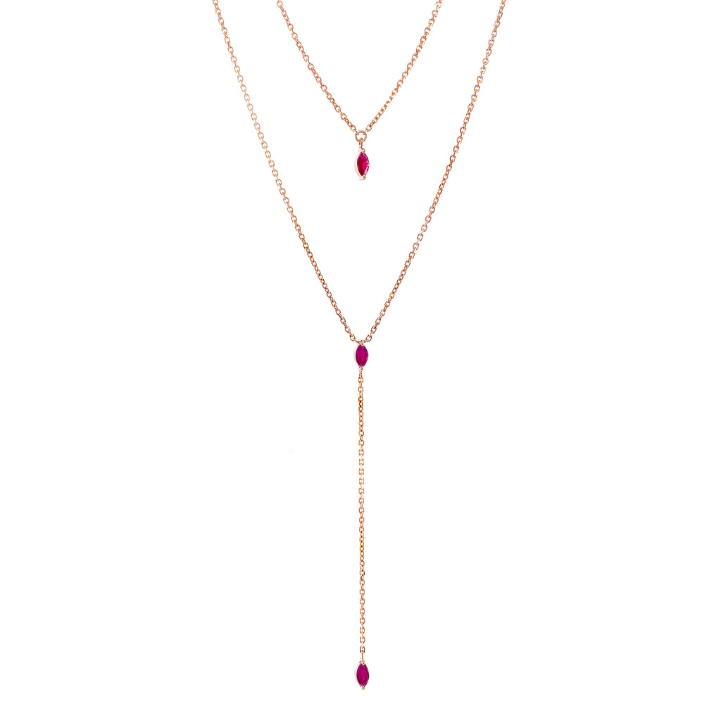 Triple Ruby or Emerald Necklace