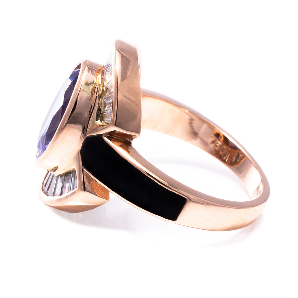 Tanzanite & Diamond Art Deco Pinky Ring