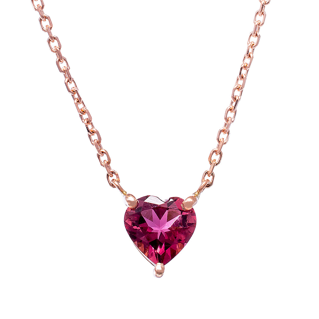 Pink Tourmaline Heart Necklace