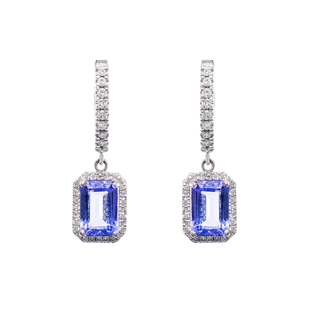 Tanzanite & Diamond Huggies