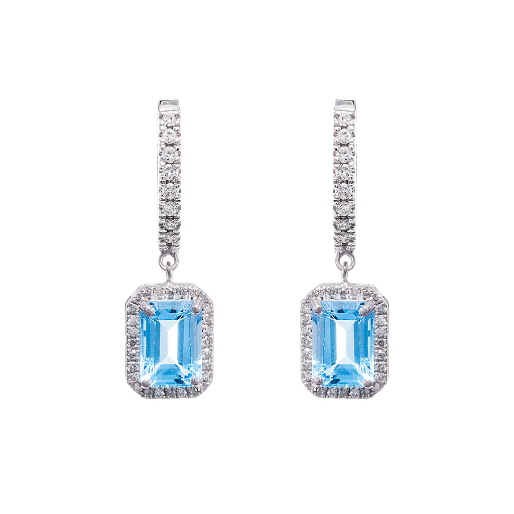 Blue Topaz & Diamond Huggies