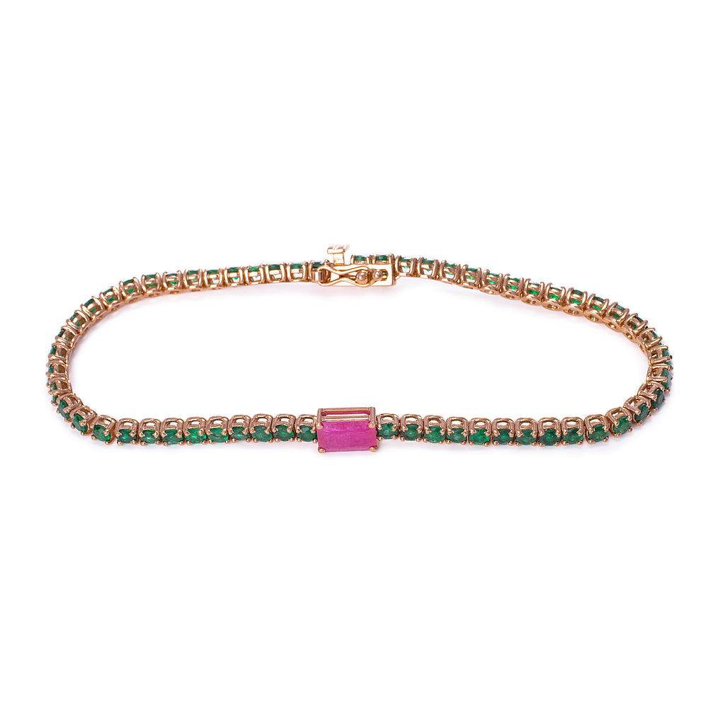 2.7 Carat Emerald & Ruby Tennis Bracelet