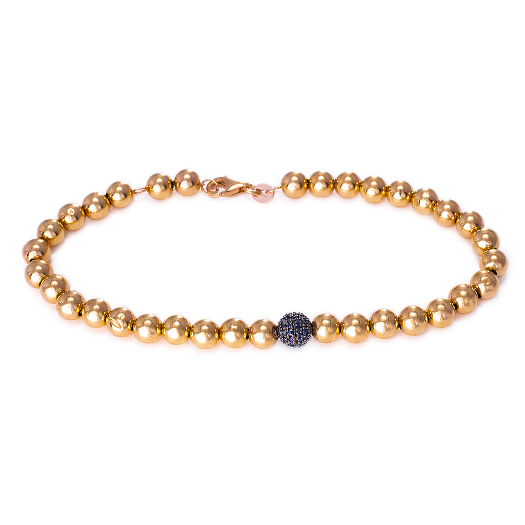 Gold & Black Diamonds Ball Bracelet