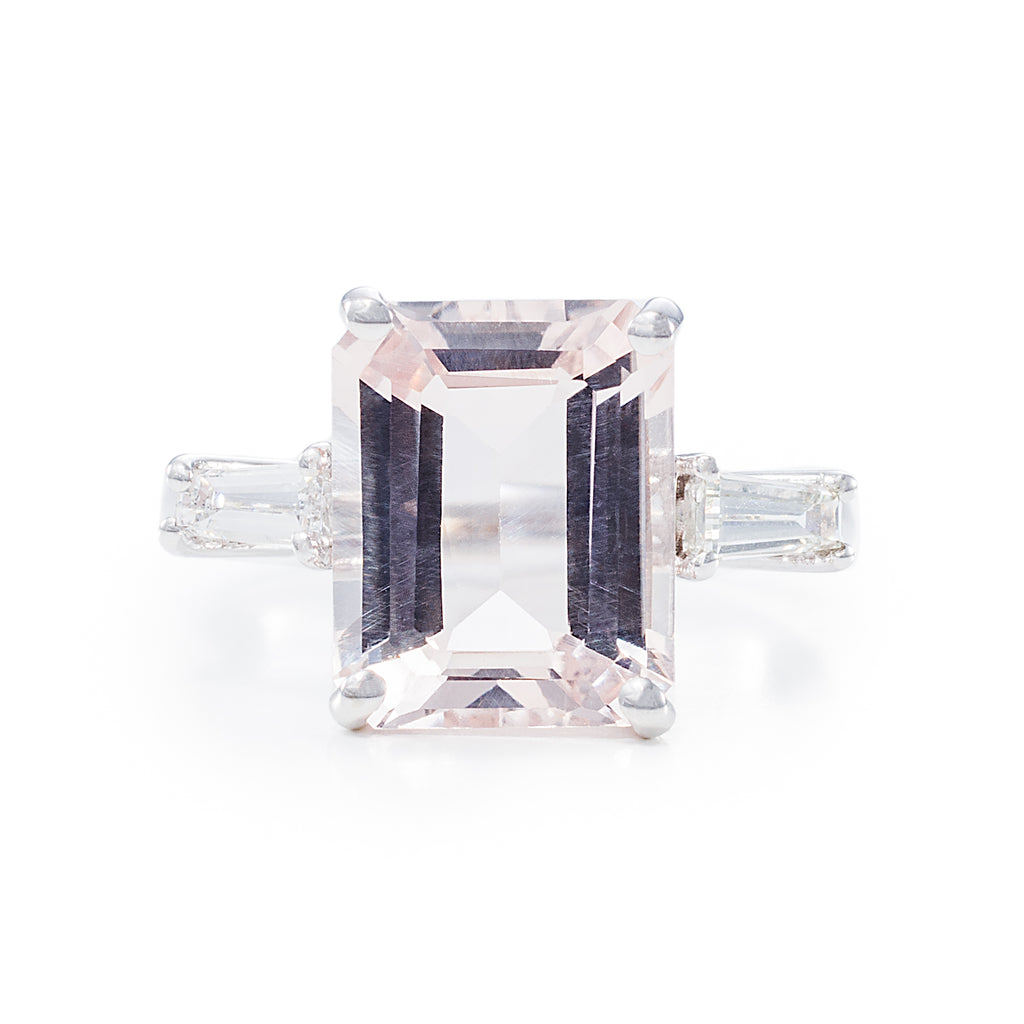Morganite & Triangle Diamond Ring