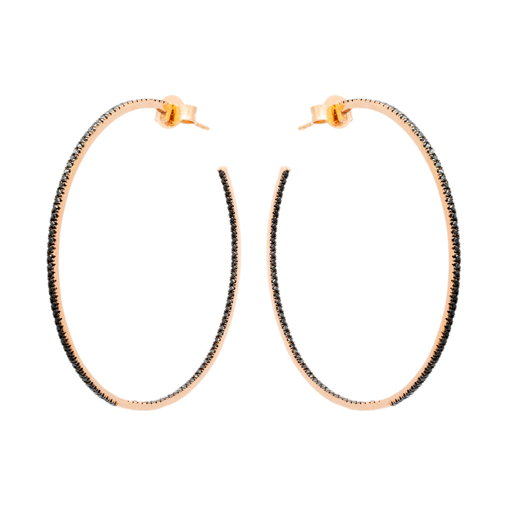 Thin Black Diamond Hoops - LimeLiteJewellery.com