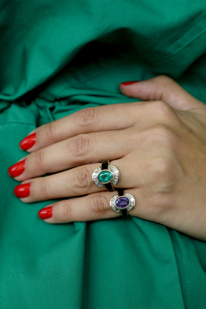 Tanzanite & Diamond Art Deco Pinky Ring