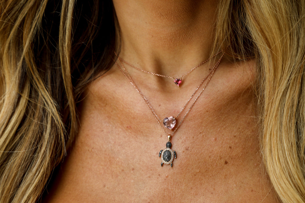 Pink Tourmaline Heart Necklace