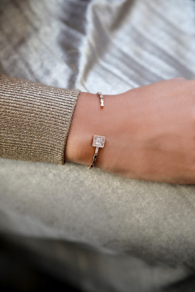 Square Diamond Bangle - LimeLiteJewellery.com