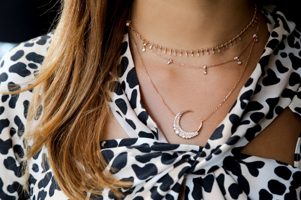 White Sapphire Moon Necklace - LimeLiteJewellery.com