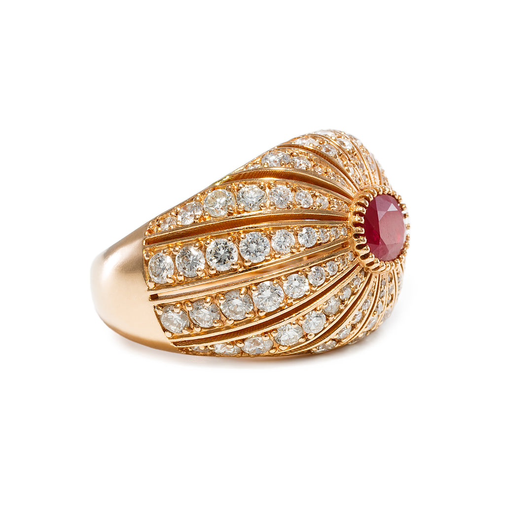 Round Ruby & Diamond Ring