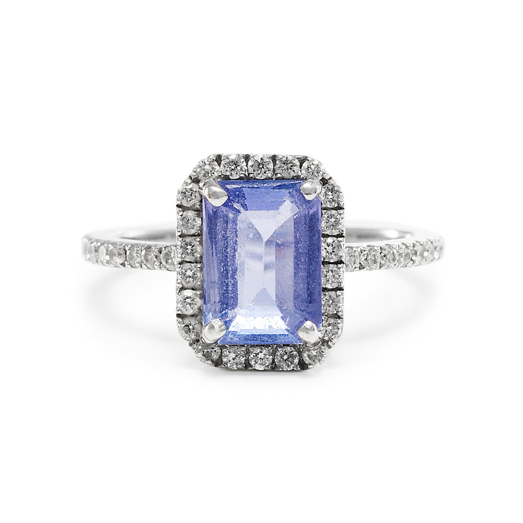 Diamond Framed Tanzanite Pinky Ring