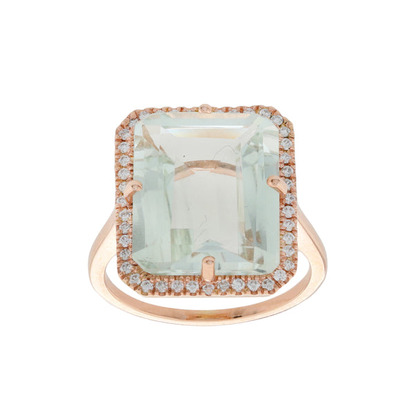 Green Amethyst & Diamond Cocktail Ring