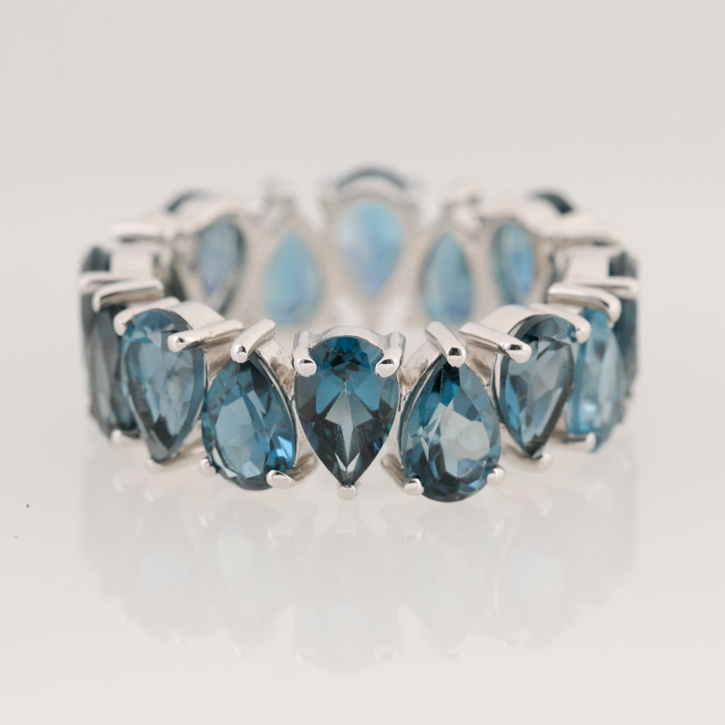 Pear-Shaped Blue Tourmaline Eternity Ring