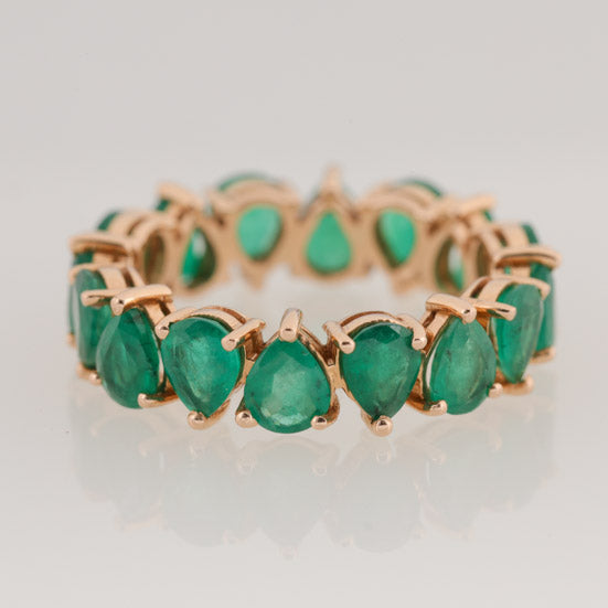 Pear-Shaped Emerald Eternity Ring