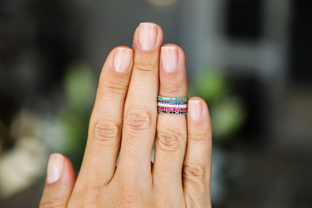 Mini Diamond Ring - Blue, Green, Pink or Black - LimeLiteJewellery.com