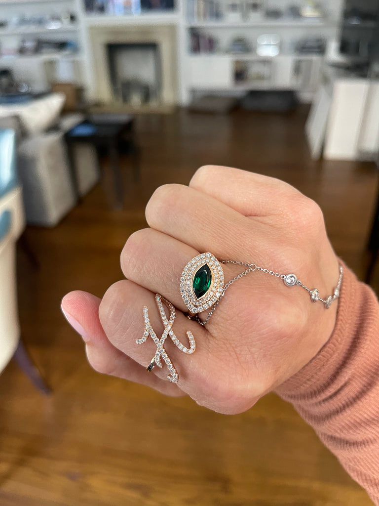 Tourmaline & Pave Evil Eye Ring