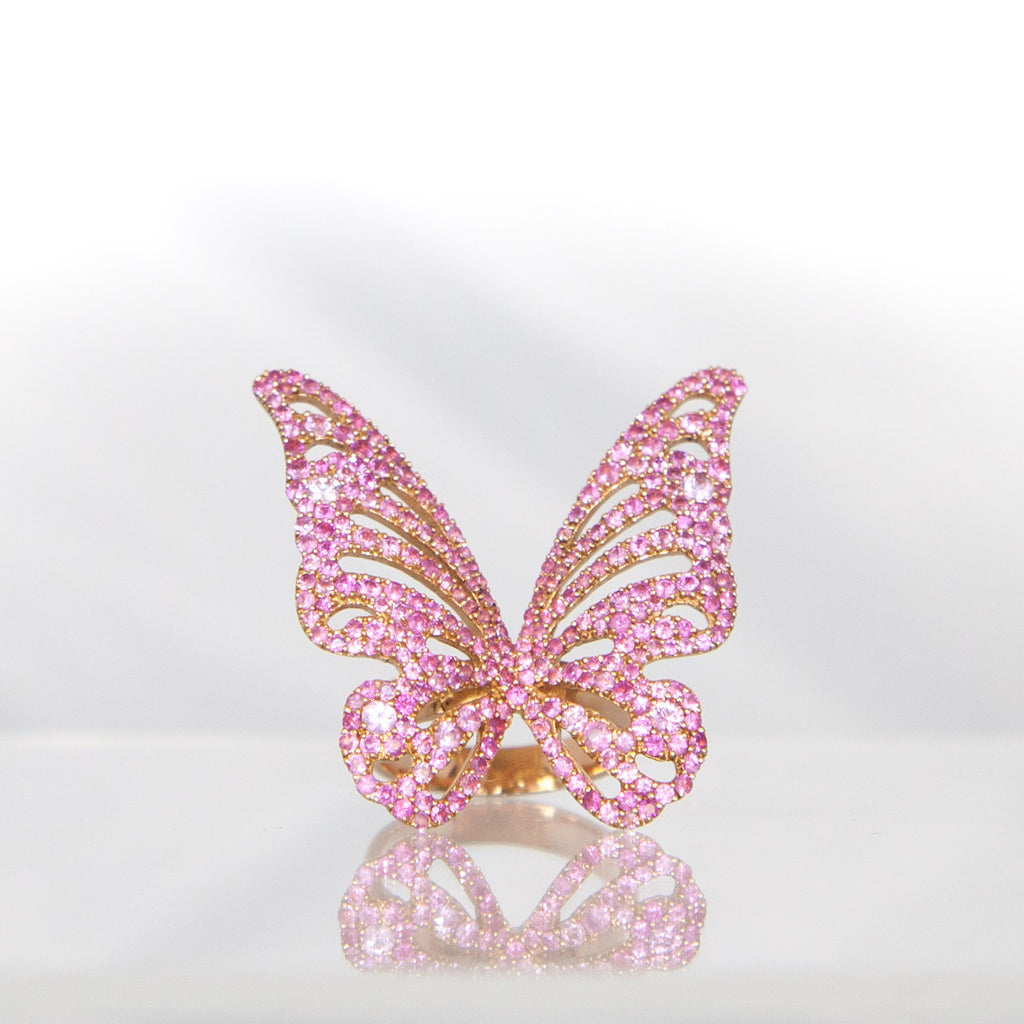 Butterfly Ring Green or Pink - LimeLiteJewellery.com