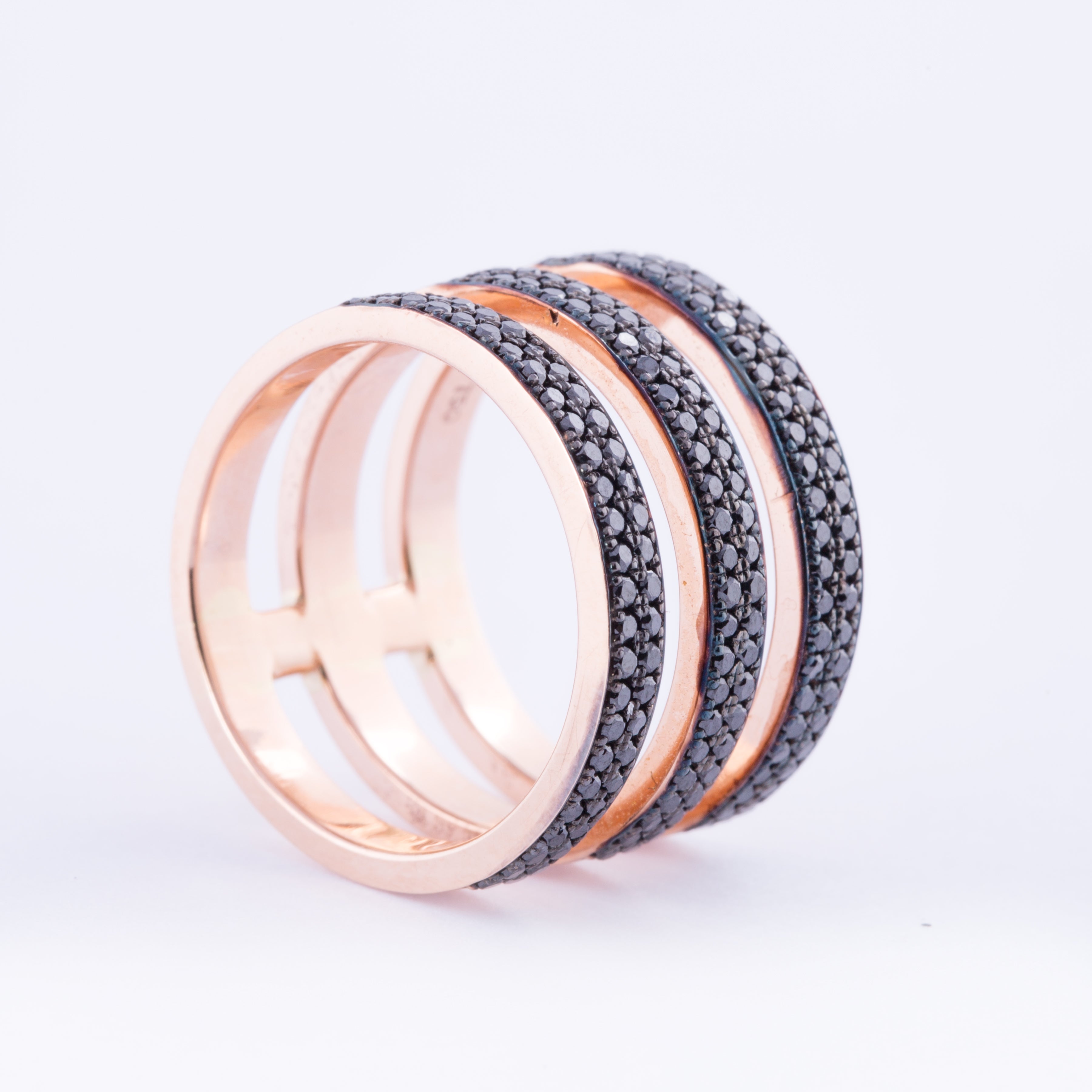 Black Diamond Band Ring LimeLite Jewellery