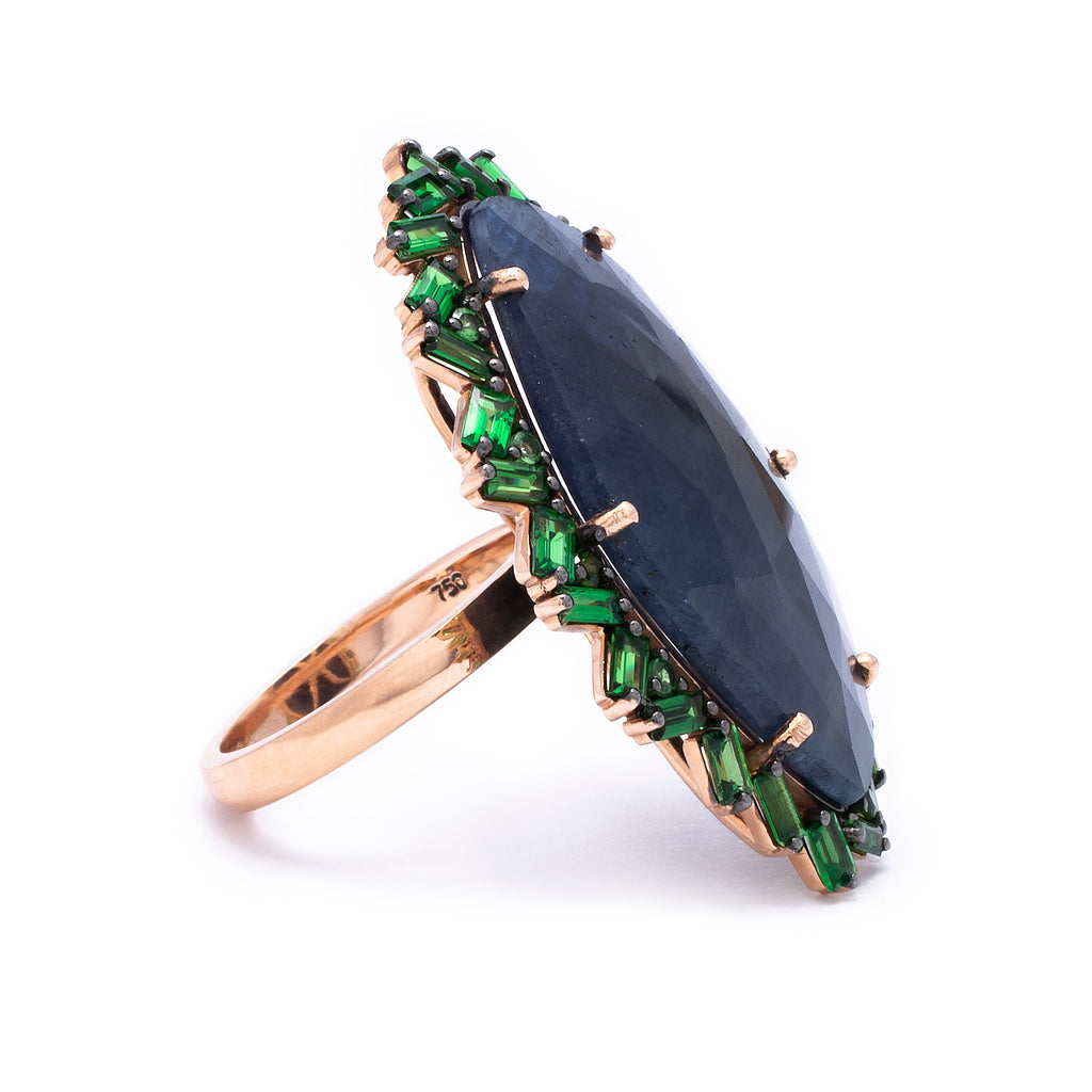 Sapphire & Emerald Cocktail Ring - LimeLiteJewellery.com