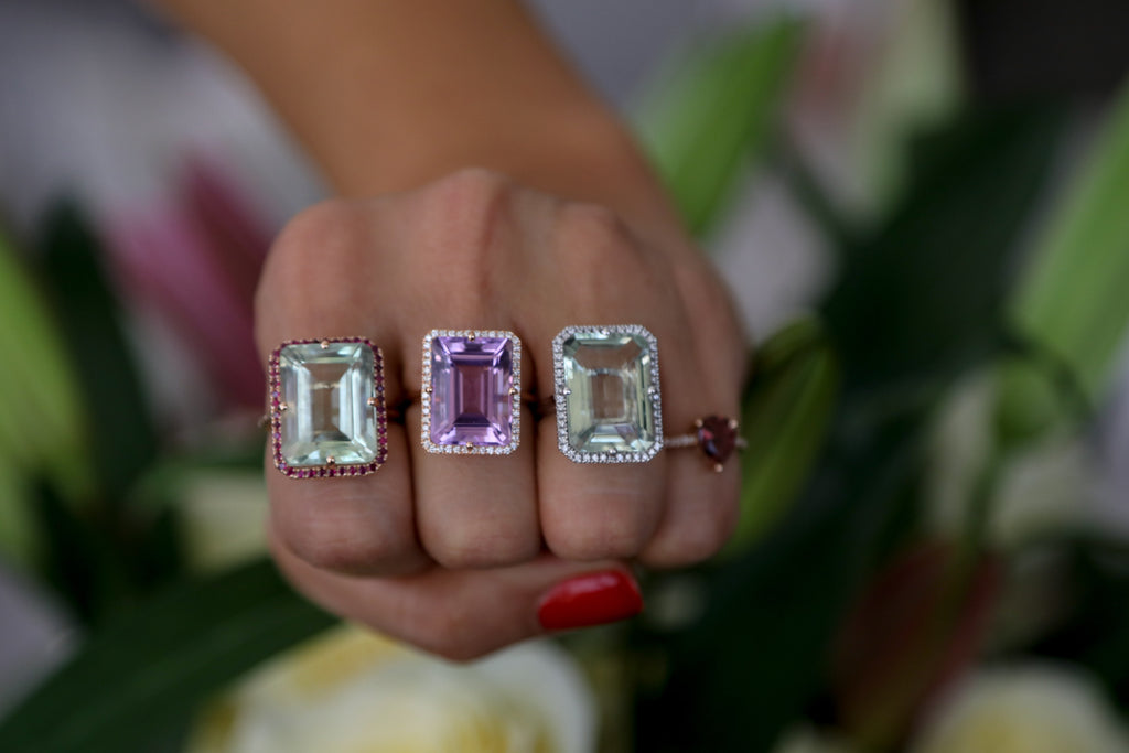 Pear Purple Iolite Cocktail Ring 14K White Gold - #RDR7028 - Bijoux Majesty