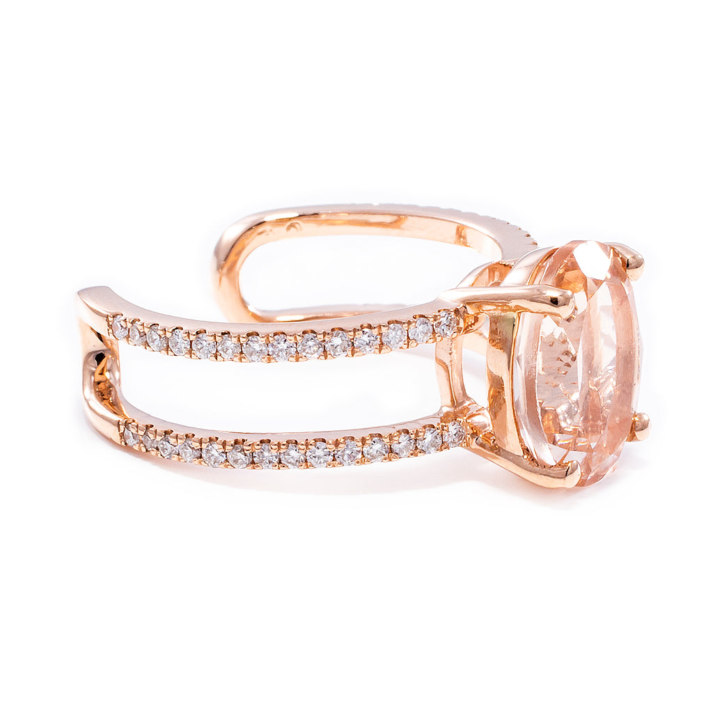 Double Pave Morganite Ring