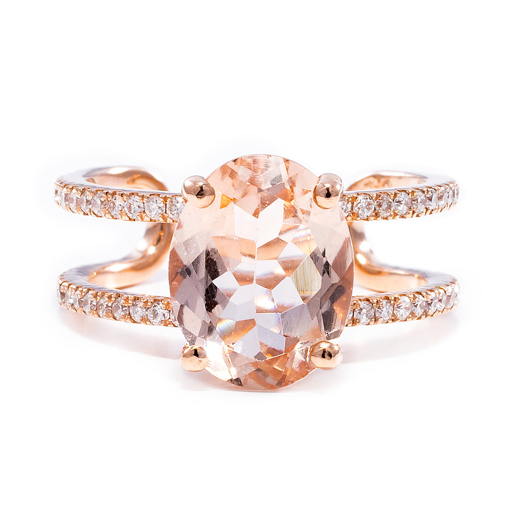 Double Pave Morganite Ring