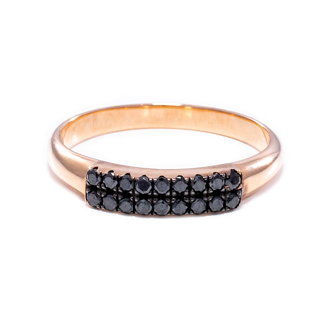 Black Double Row Pinky Ring