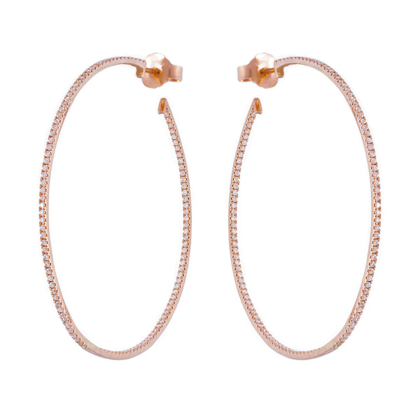 Thin White Diamond Hoops