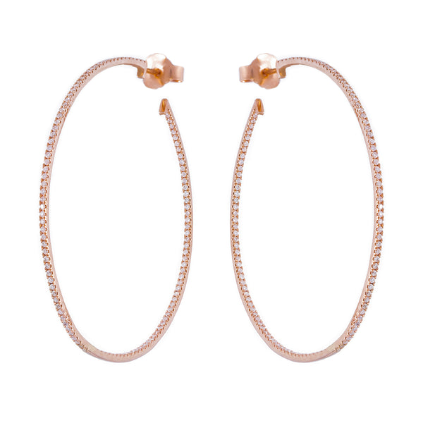 Thin White Diamond Hoops