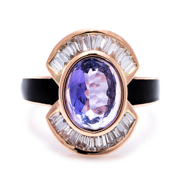 Tanzanite & Diamond Art Deco Pinky Ring