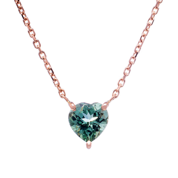 Teal Coloured Tourmaline Heart Necklace