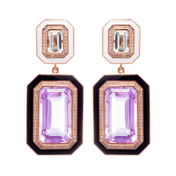 Amethyst and Enamel Drop Earrings