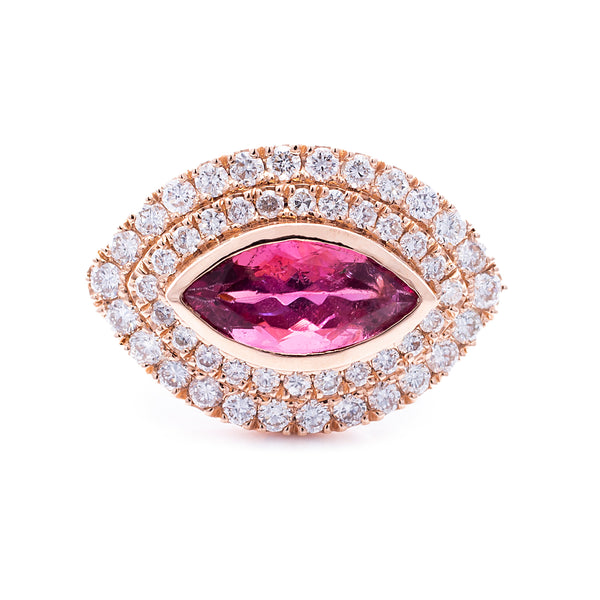 Tourmaline & Pave Evil Eye Ring