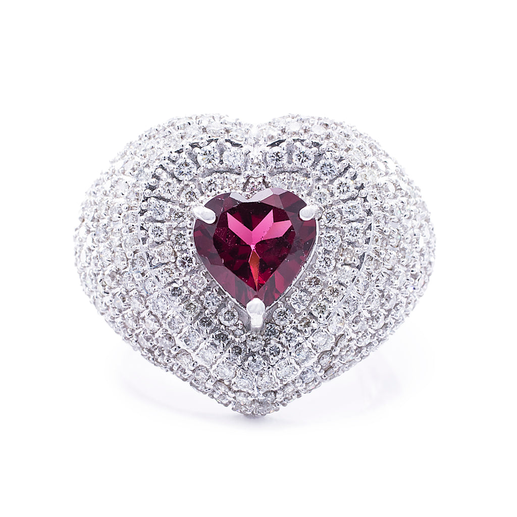 Tourmaline Heart Pave Ring